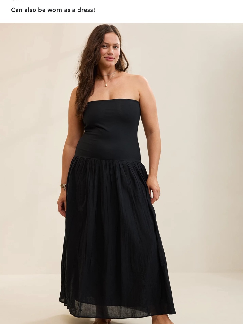 aerie Strapless Black Maxi Dress